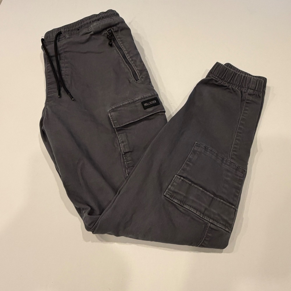 Hollister Gray Cargo Jogger Pants Large Utility Streetwear Y2K Skater